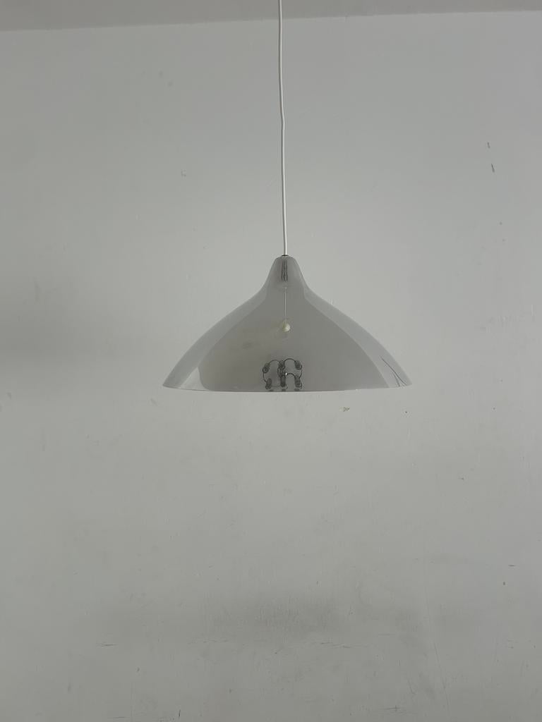 Vintage chroom hanglamp Lisa Johansson-Pape voor Orno, Scandinavisch design, Gebruikt, Ophalen of Verzenden, Metaal