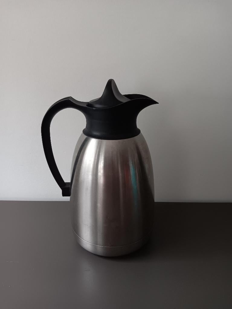 RVS thermoskan zilver met zwart handvat, Huis en Inrichting, Keuken | Keukenbenodigdheden, Ophalen of Verzenden, Gebruikt