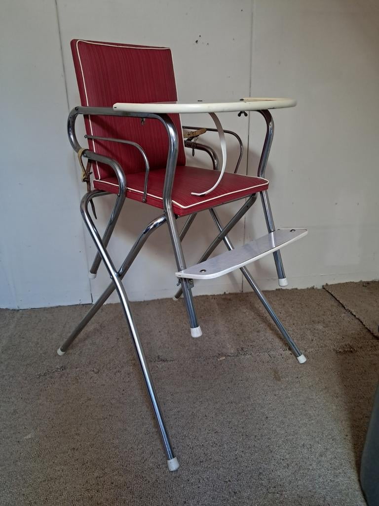 Vintage kinderstoel, tafelstoel, 1 kruk, Ophalen, Gebruikt, 60 tot 90 cm