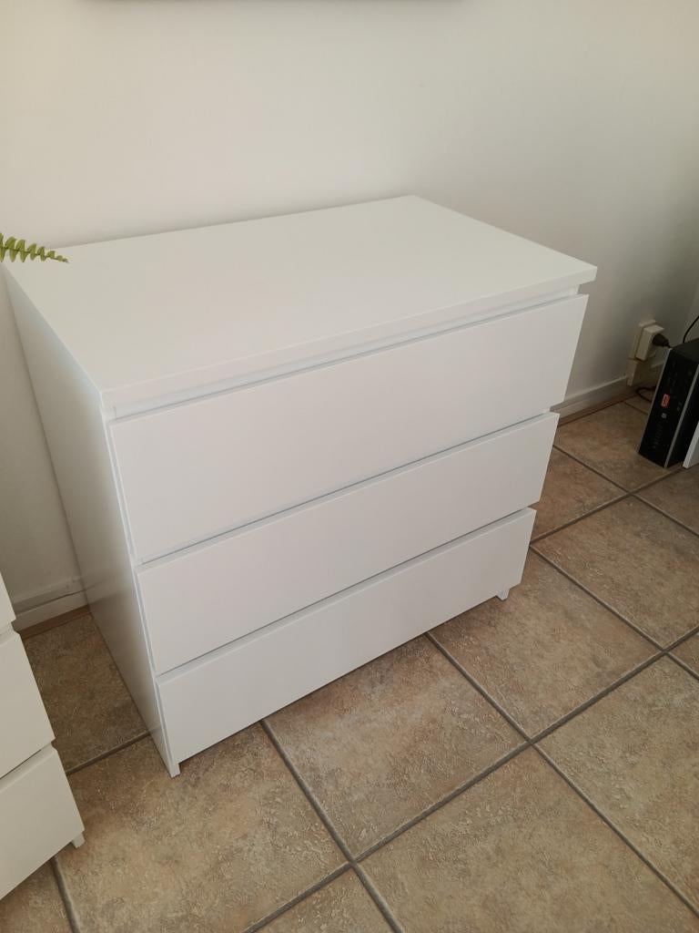 Witte IKEA MALM ladenkast, Ophalen, 50 tot 100 cm, Zo goed als nieuw, 3 of 4 laden