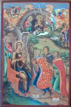 Russisch Kerst icoon op hout - 2000, Ophalen of Verzenden, Zo goed als nieuw, Overige typen, Overige religies