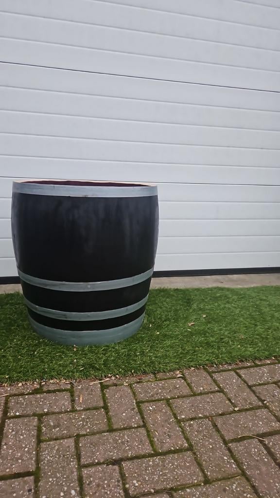 Eikenhouten Wijnvat Bloembak / IJsbad / Drinkbak, Tuin en Terras, Bloembakken en Plantenbakken, Gebruikt, Rond, Ophalen of Verzenden