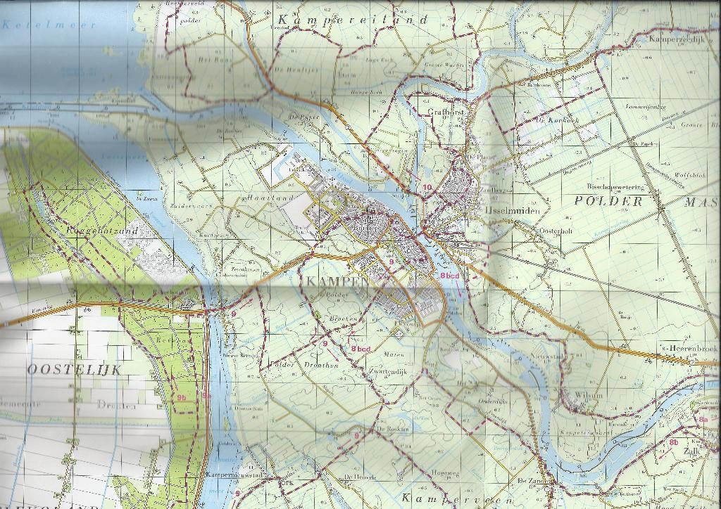 Pl1686 plattegrond omgeving kampen - polder mastenbroek, Boeken, Atlassen en Landkaarten, Gelezen, Ophalen of Verzenden, Landkaart