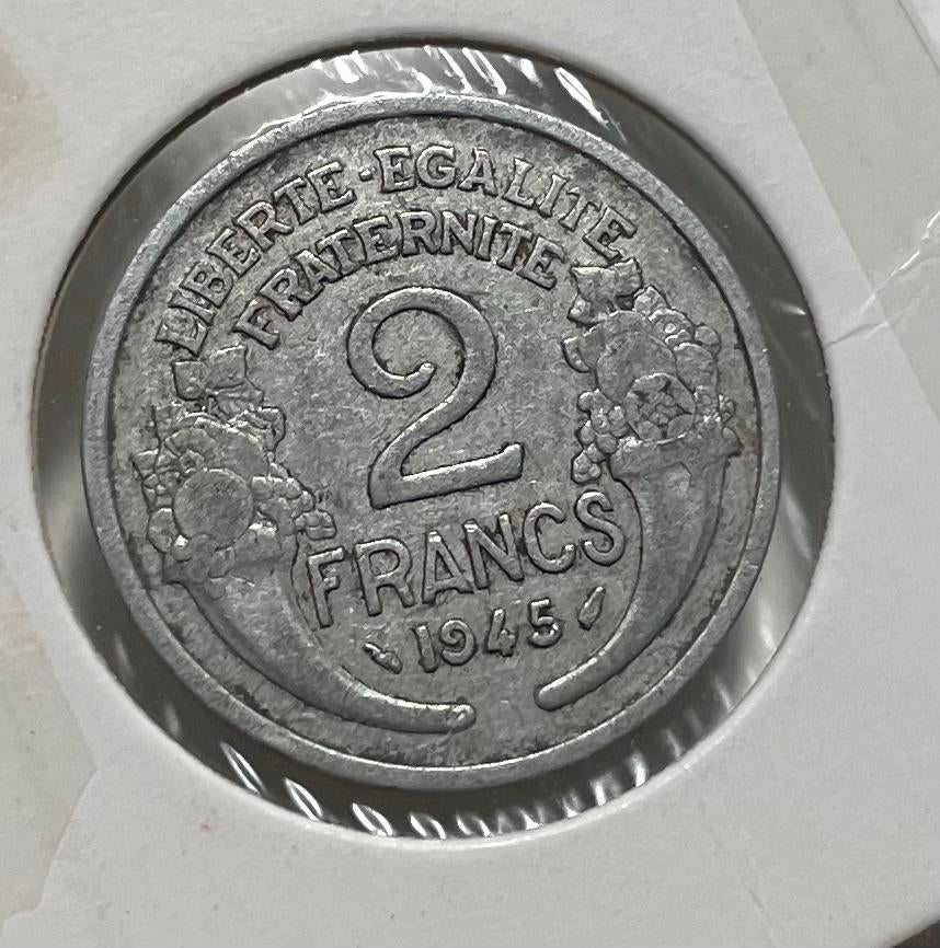 2 franc Frankrijk 1945, Ophalen of Verzenden, Frankrijk