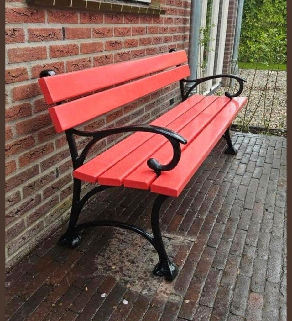 Gietijzeren Tuinbank Parkbank met Antieke Poten Leuningen, Antiek en Kunst, Ophalen of Verzenden