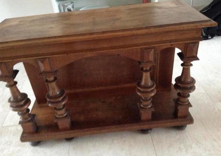 Antieke Houten Zuilen en Tafeltje van Hal spiegel, Antiek en Kunst, Antiek | Woonaccessoires, Ophalen