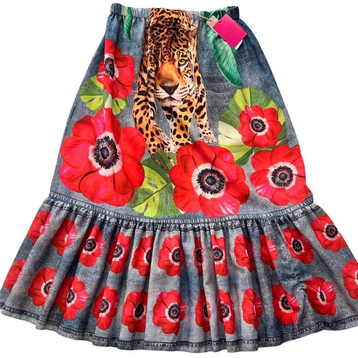 Maxi rok bloemen met tijger print NIEUW mt 38/40 NU 60%, Kleding | Dames, Rokken, Nieuw, Maat 38/40 (M), Overige kleuren, Onder de knie