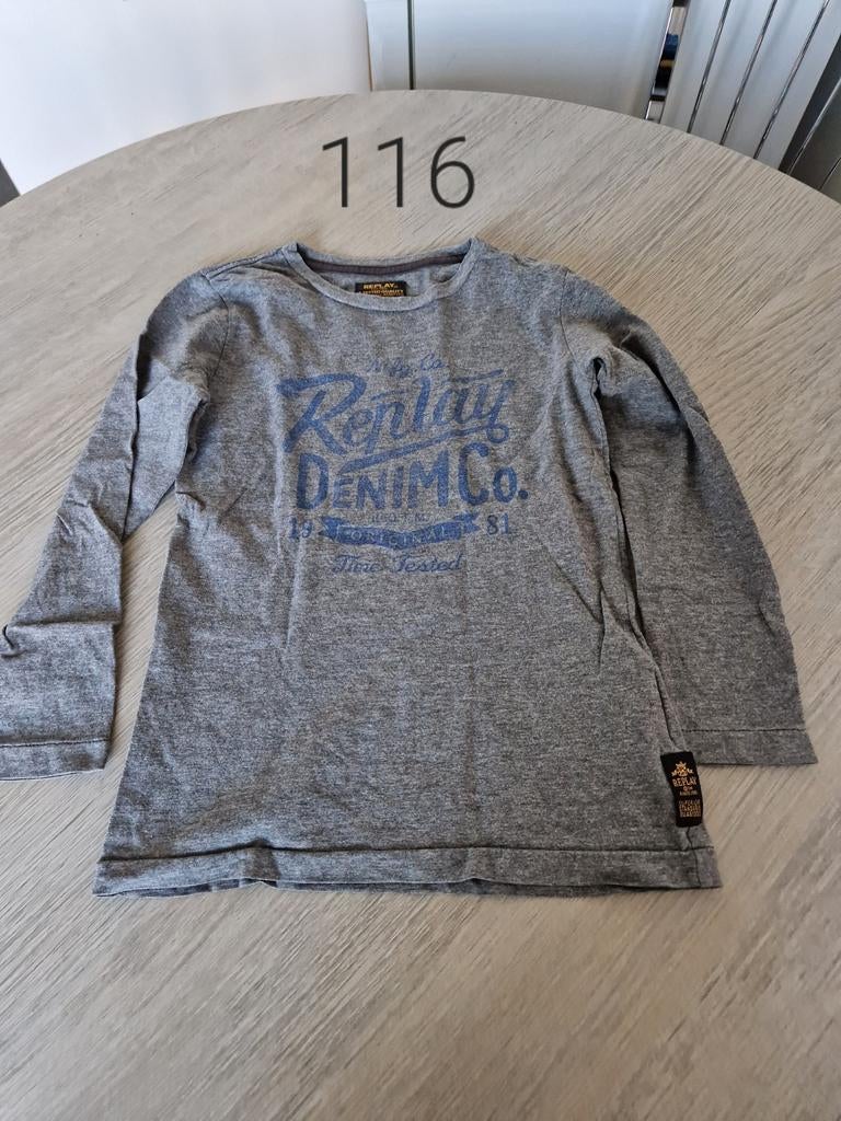 Longsleeve 116 grijs Replay, Kinderen en Baby's, Kinderkleding | Maat 116, Replay, Ophalen of Verzenden, Zo goed als nieuw, Shirt of Longsleeve