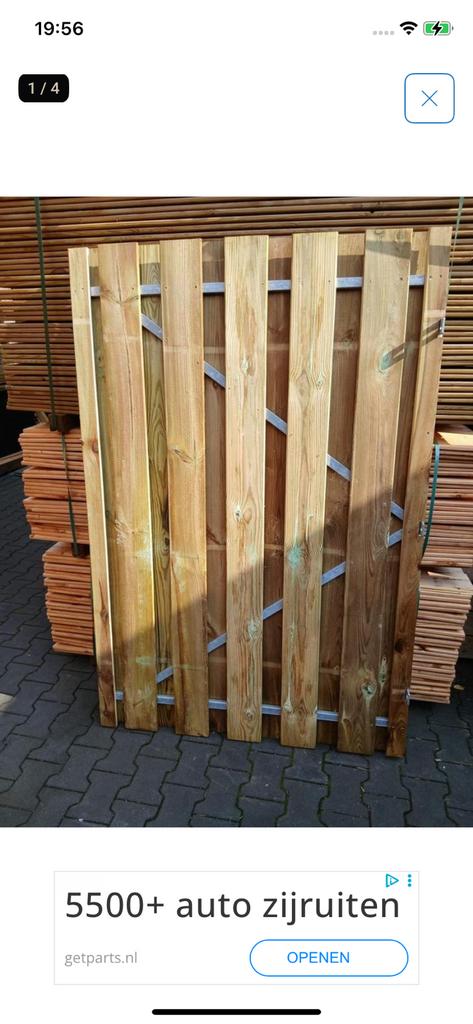 Poort met jjzeren frame 1.20 breed en 1.80 hoog. nr 21, Ophalen, Nieuw, 150 tot 200 cm, Hout