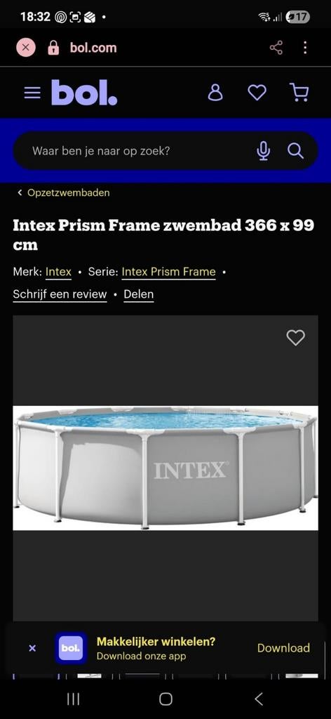 Intex zwembad met pomp en solar cover, Ophalen, Rond, Opzetzwembad, Minder dan 80 cm