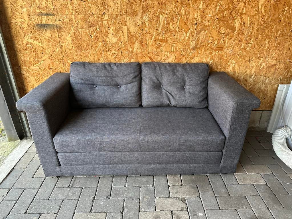 Compacte tweepersoons slaapbank - Grijs, 150 tot 200 cm, Tweepersoons, 75 tot 100 cm, Ophalen of Verzenden