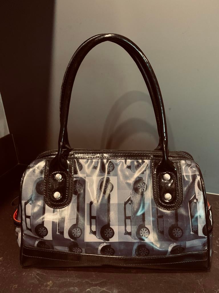 Originele MINI tas met leuke print, Sieraden, Tassen en Uiterlijk, Tassen | Damestassen, Ophalen of Verzenden, Gebruikt, Grijs