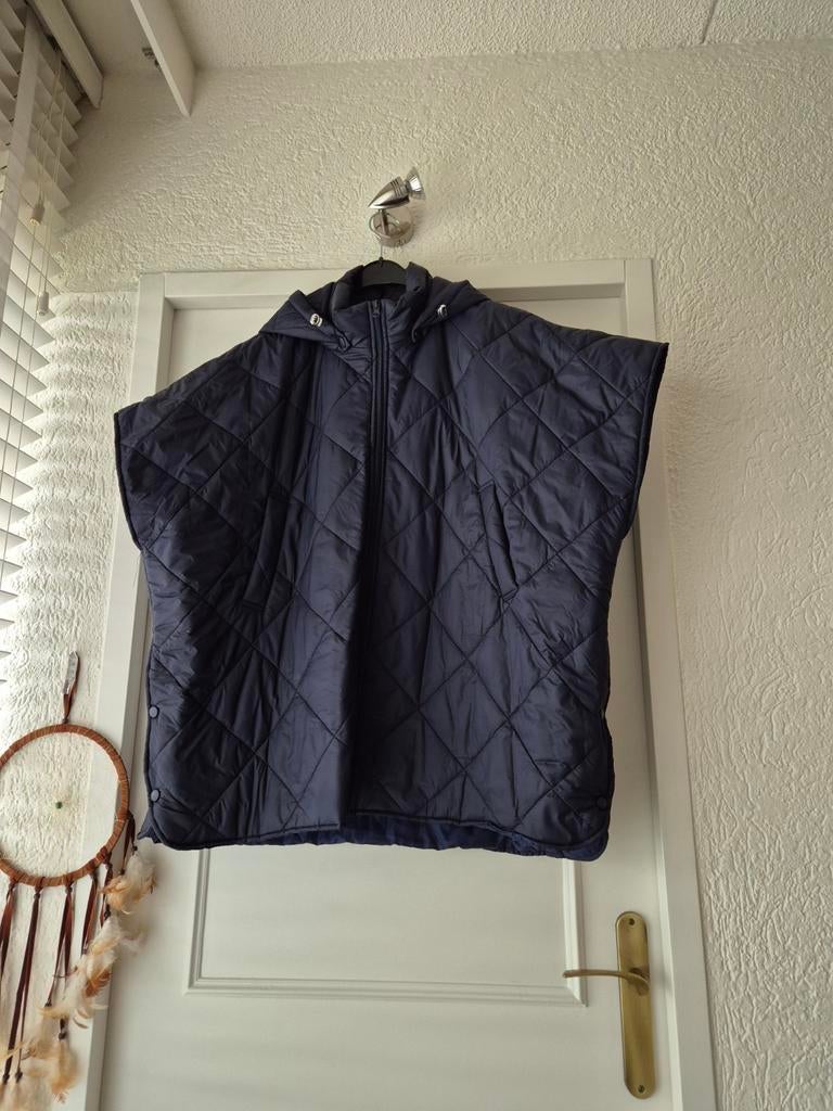Donkerblauwe gewatteerde bodywarmer met capuchon, Kleding | Dames, Bodywarmers, Blauw, Maat 46/48 (XL) of groter, Ophalen of Verzenden