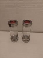 Twee glazen theelichthouder van Menu design Vea, Ophalen of Verzenden, Zo goed als nieuw, Grijs, Metaal