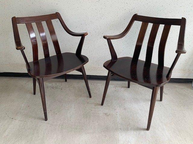 Retro eetkamer stoelen hout jaren 60-70, 4 stuks, Ophalen, Gebruikt, Retro Vintage, Bruin