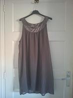 HEMA taupe/bruine jurk met satijnen bies maat L, Maat 38/40 (M), Anneonline, Steenbergen, Bruin