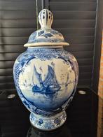Delfts Blauwe Dekselpot Petrus Regout Maastricht Zeilboten, Antiek en Kunst, Antiek | Keramiek en Aardewerk, Ophalen of Verzenden