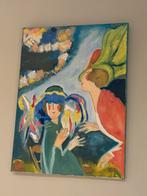 Kleurrijk modern schilderij met figuren, Antiek en Kunst, Ophalen of Verzenden