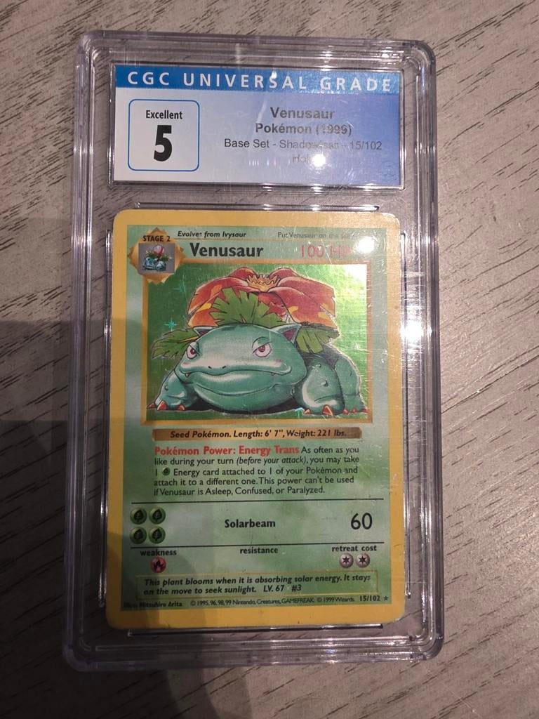Venusaur Pokémon kaart Base Set Shadowless CGC 5, Ophalen of Verzenden