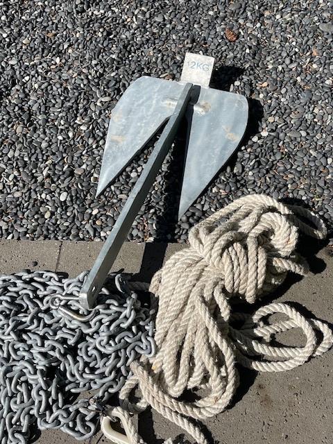 Anker (Britany) 12 KG, 8 meter ketting, 20 meter lijn, Watersport en Boten, Ophalen, Gebruikt, Overige typen