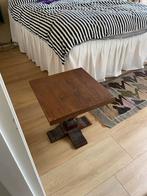 Bijzettafel Art Deco Brutalist Massief Donker Hout, Huis en Inrichting, Tafels | Bijzettafels, 45 tot 60 cm, Minder dan 55 cm