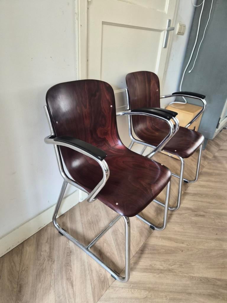 Schuitema stoelen, set van 4, geen Gispen, Huis en Inrichting, Stoelen, Ophalen, Gebruikt, Twee, Bruin