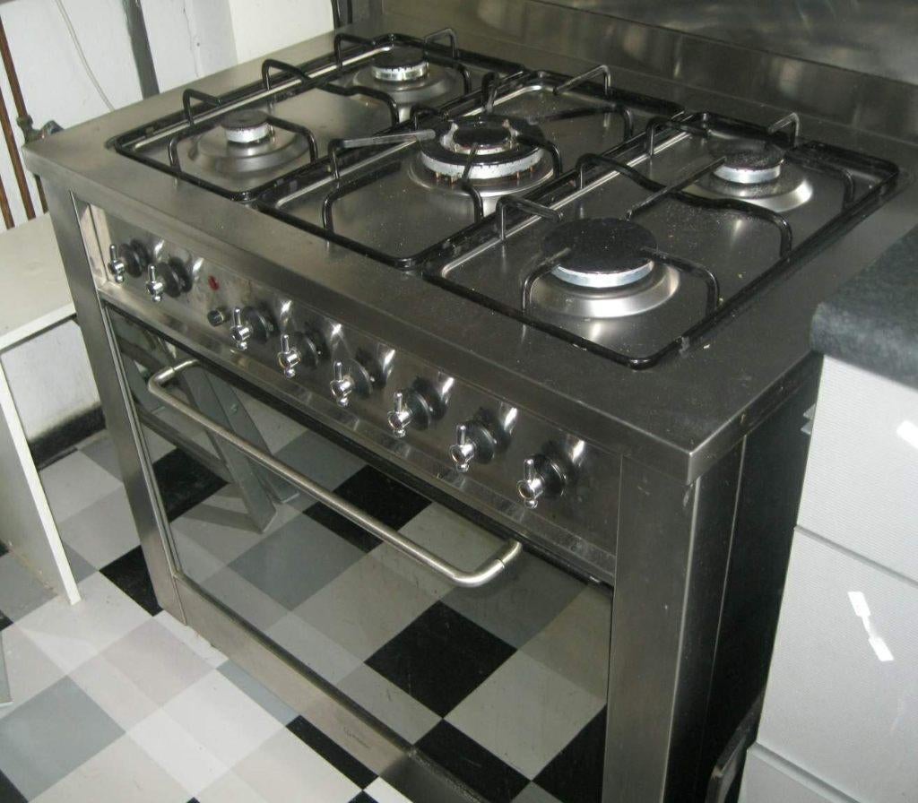 RVS gasfornuis - 5 pits, Witgoed en Apparatuur, Fornuizen, Ophalen, Gebruikt, 60 cm of meer, Gas