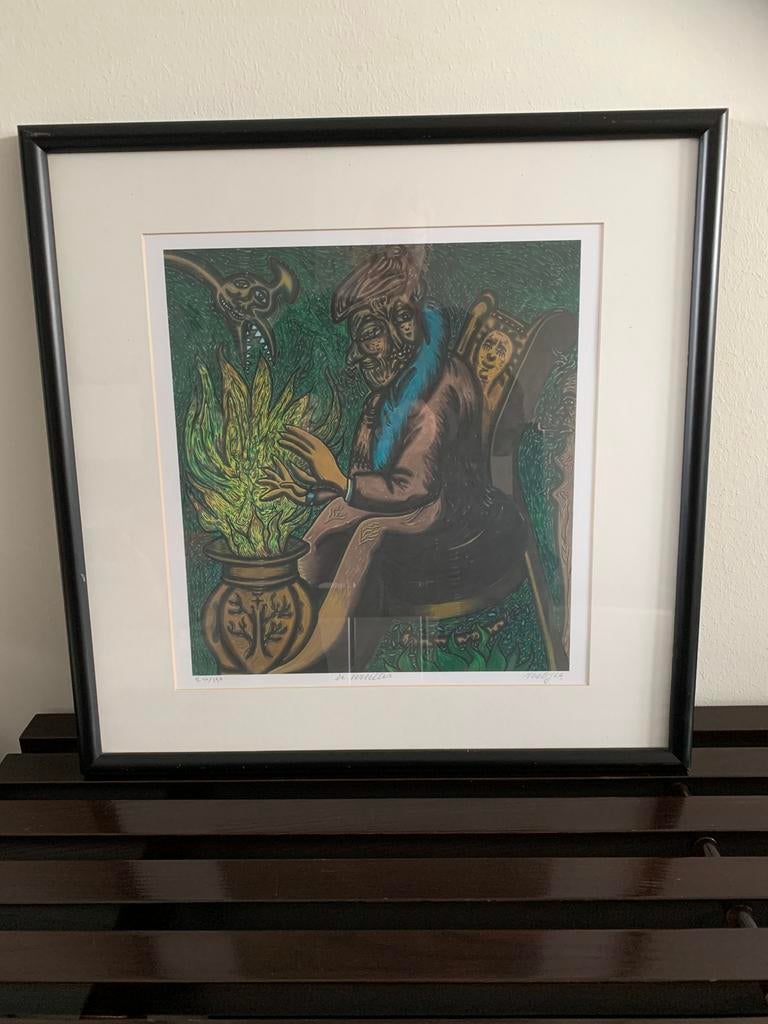 PJEROO ROOBJEE - zeefdruk 47/390 DE VERTELLER, Antiek en Kunst, Ophalen of Verzenden