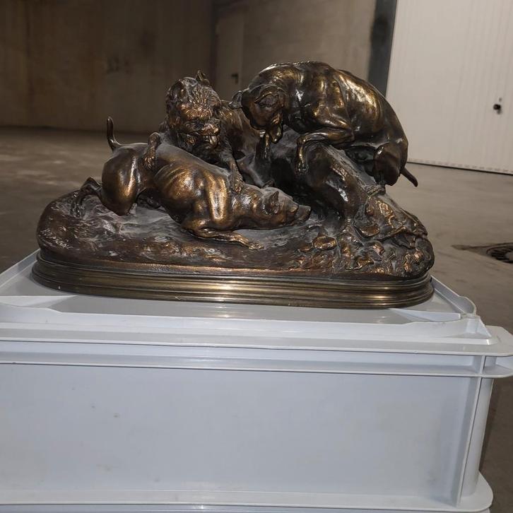 Bronzen sculptuur JP Mène - Jachtscène, Antiek en Kunst, Kunst | Beelden en Houtsnijwerken, Ophalen