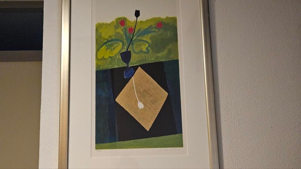 Jan Peter van Opheusden zeefdruk. Zwarte tulp, Ophalen of Verzenden
