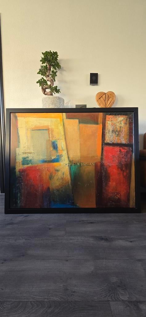 Abstract schilderij met lijst, Ophalen of Verzenden