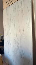 IKEA EKBACKEN Werkblad wit marmerlook 120x200 cm, Ophalen, Gebruikt, 75 cm of meer, Wit