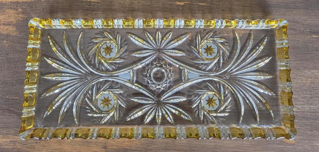 Vintage kristal cakeschaal, Antiek en Kunst, Antiek | Glas en Kristal, Ophalen of Verzenden