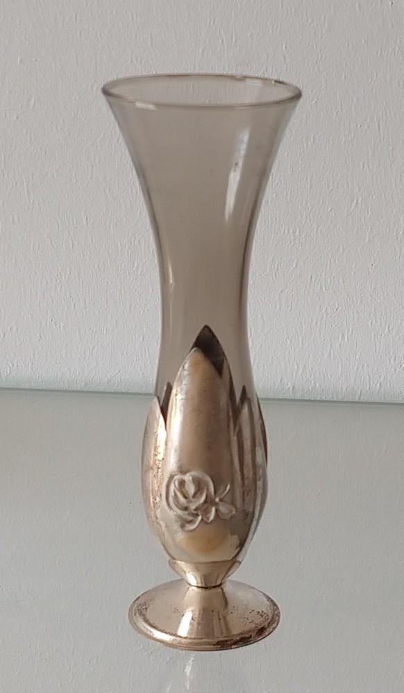 zeldzaam vtg BMF rookglas vaasje Tulp,   volgnr 12, Overige kleuren, Ophalen of Verzenden, Minder dan 50 cm, Glas