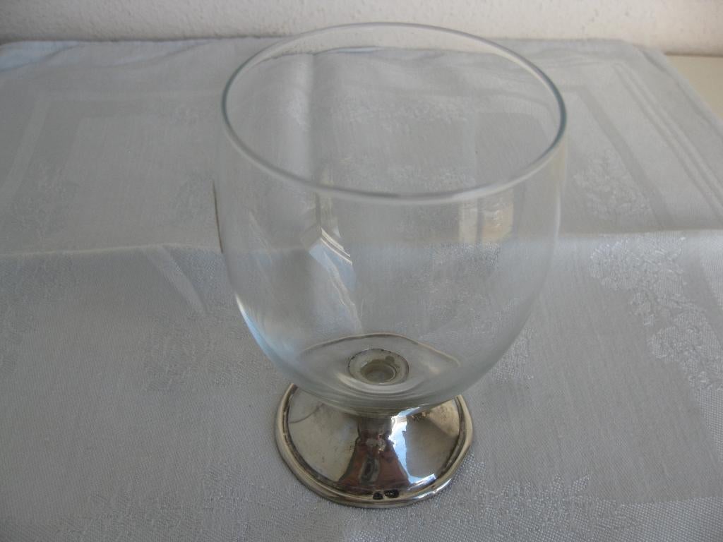 Leerdam, mooi glas met gemerkt zilveren voet., Ophalen of Verzenden