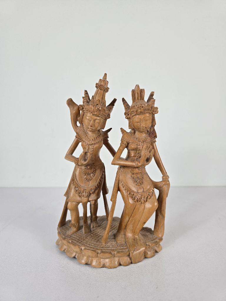 Beeld Rama en Sita, Ramayana, hout Indonesië midden 20e eeuw, Ophalen of Verzenden, Hout