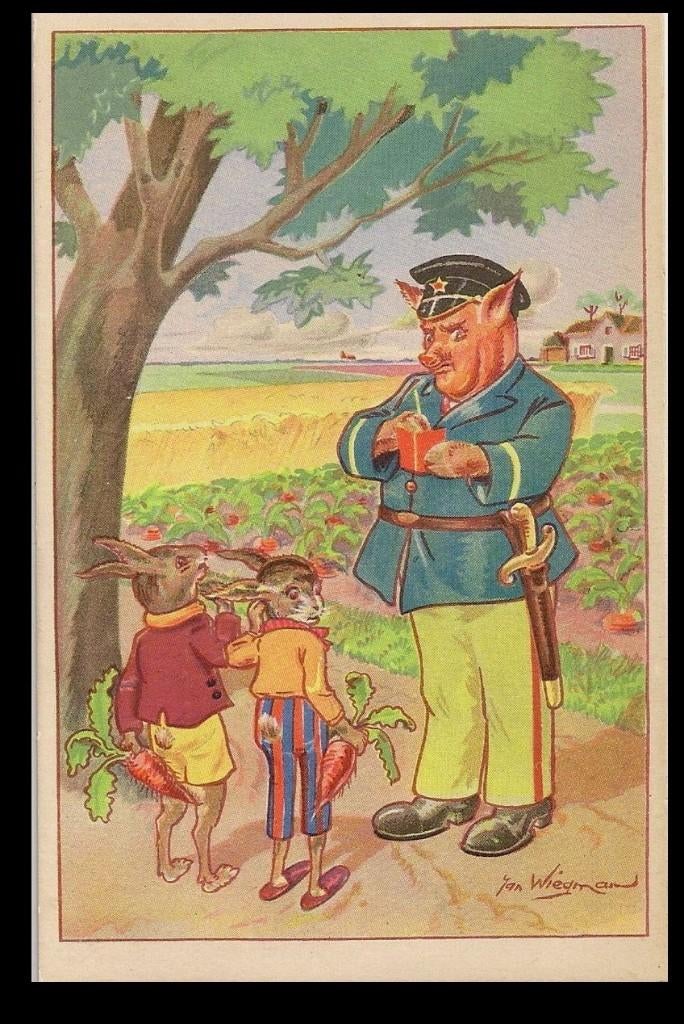 Jan Wiegman verklede dieren  (1), Verzamelen, Verzenden, 1920 tot 1940, Ongelopen, Overige thema's