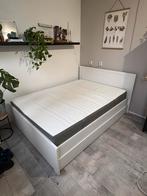BRUSALI bed met opberglades + HÖVÅG matras – 160x200, Ophalen, Wit, Tweepersoons, Zo goed als nieuw