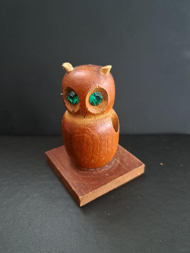Vintage cocktailprikker houder uil, Ophalen of Verzenden, Gebruikt, Dier