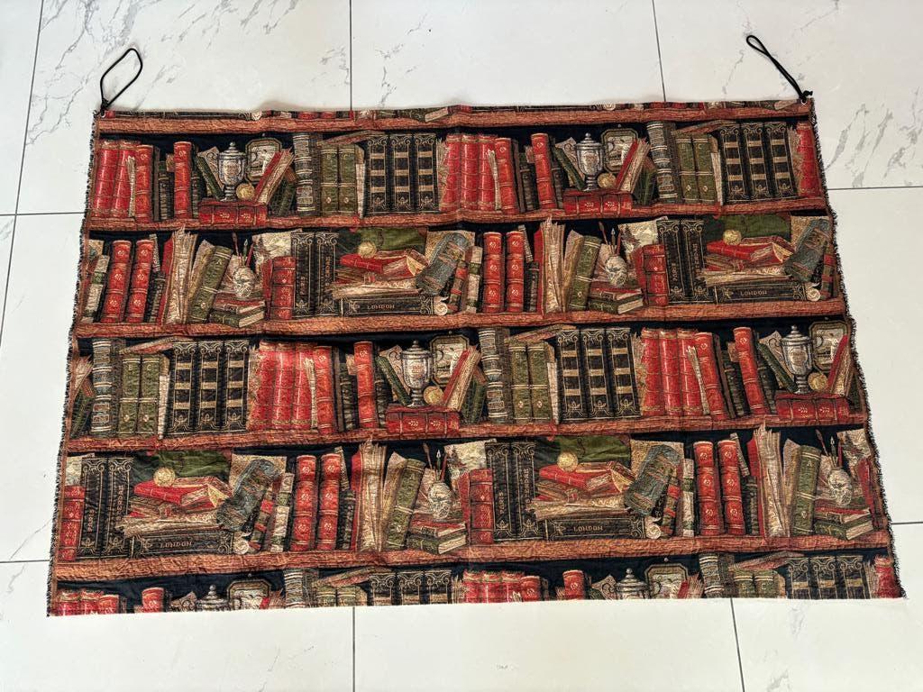 Muur Boeken kleed geweven, Huis en Inrichting, Woonaccessoires | Wanddecoraties, Gebruikt, Wandkleed, Vintage, Meerkleurig, Natuurlijk materiaal