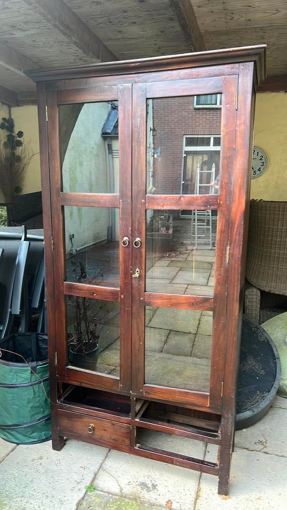 Vitrinekast, Huis en Inrichting, Kasten | Vitrinekasten, Ophalen, 50 tot 100 cm, Zo goed als nieuw, 150 tot 200 cm