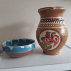 Roemeense keramische wijnkruik 2 Ltr, met bijpassende schaal, Verzenden