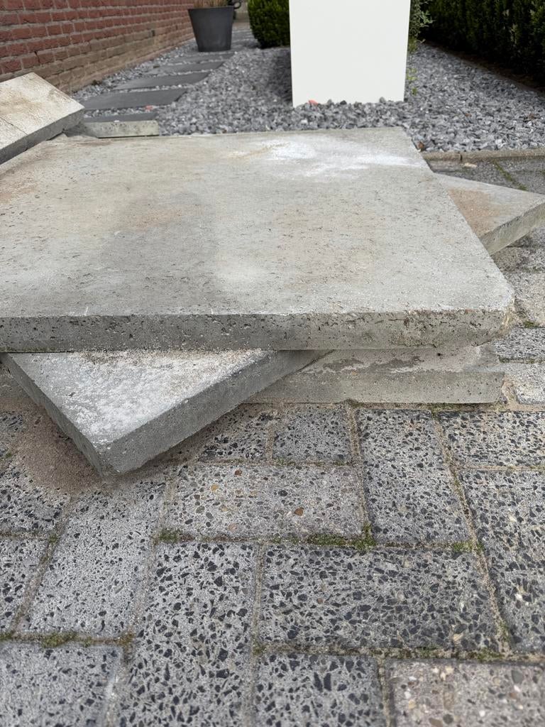 Schellevis tegel oud hollands grijs 100x100, Tuin en Terras, Tegels en Klinkers, Ophalen, Gebruikt, Beton, Terrastegels