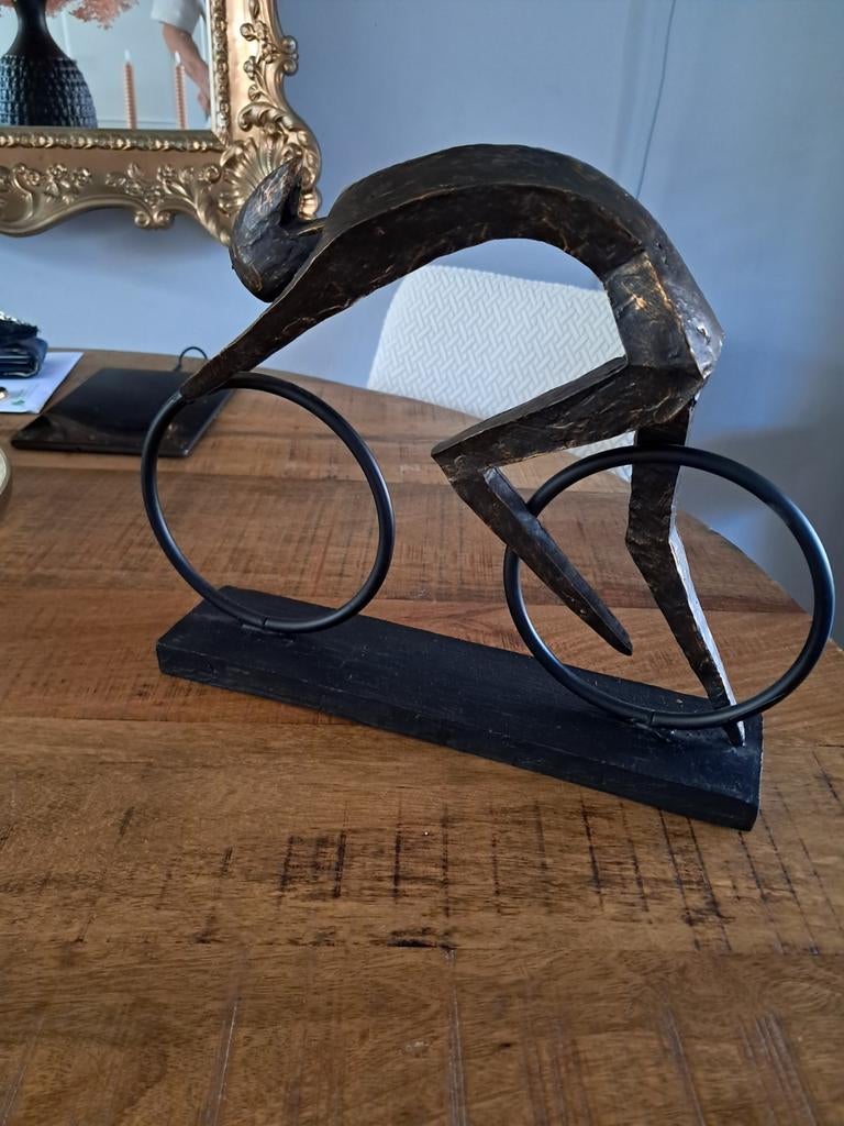 Wielrenner beeld polyresin brons, Ophalen of Verzenden