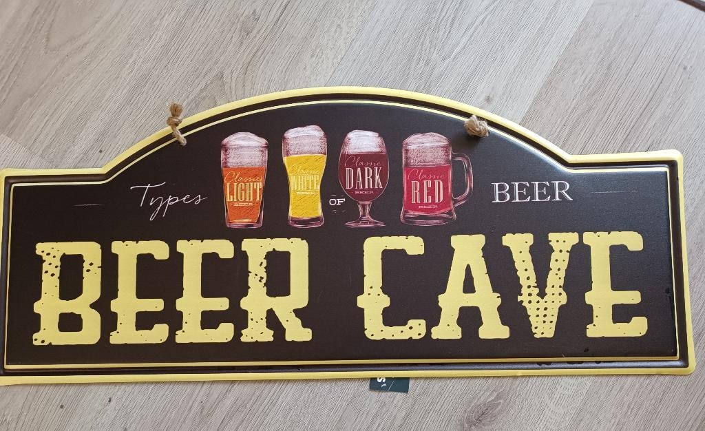 metaal metalen plaat beer cave man cave 70 x 30 sign, Ophalen of Verzenden