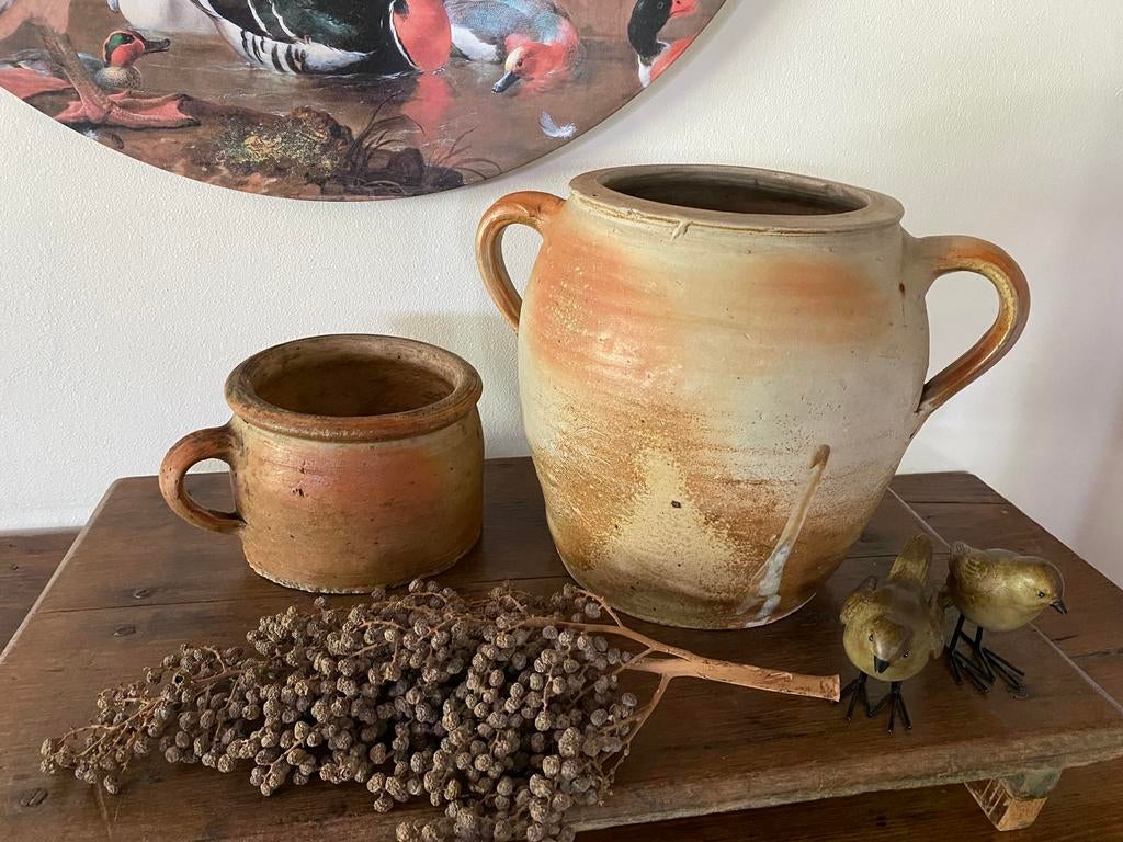Brocante oude Franse gres potten, Antiek en Kunst, Antiek | Keramiek en Aardewerk, Ophalen of Verzenden
