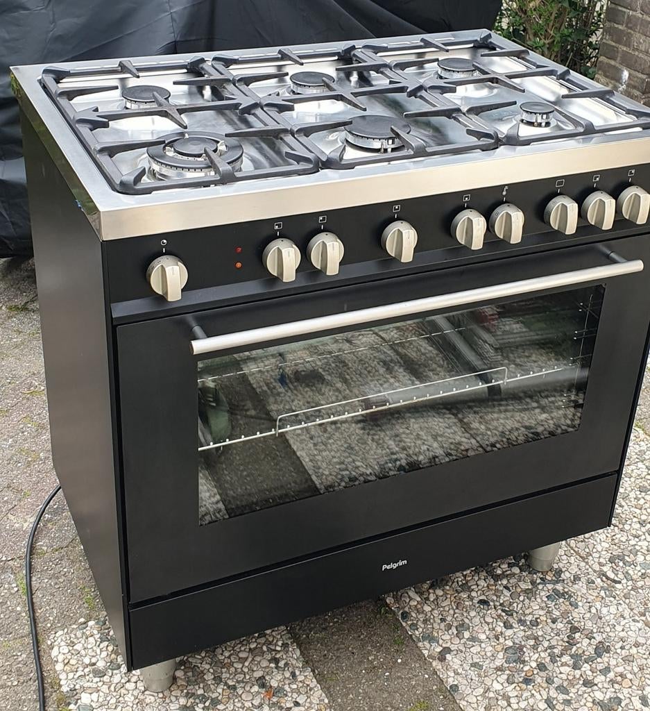 Pelgrim 6-pits gasfornuis met oven, Ophalen, 60 cm of meer, 4 kookzones, Gas