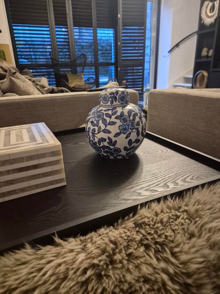 Delfsblauw-achtige pot, Ophalen, Zo goed als nieuw, Rond, Hout