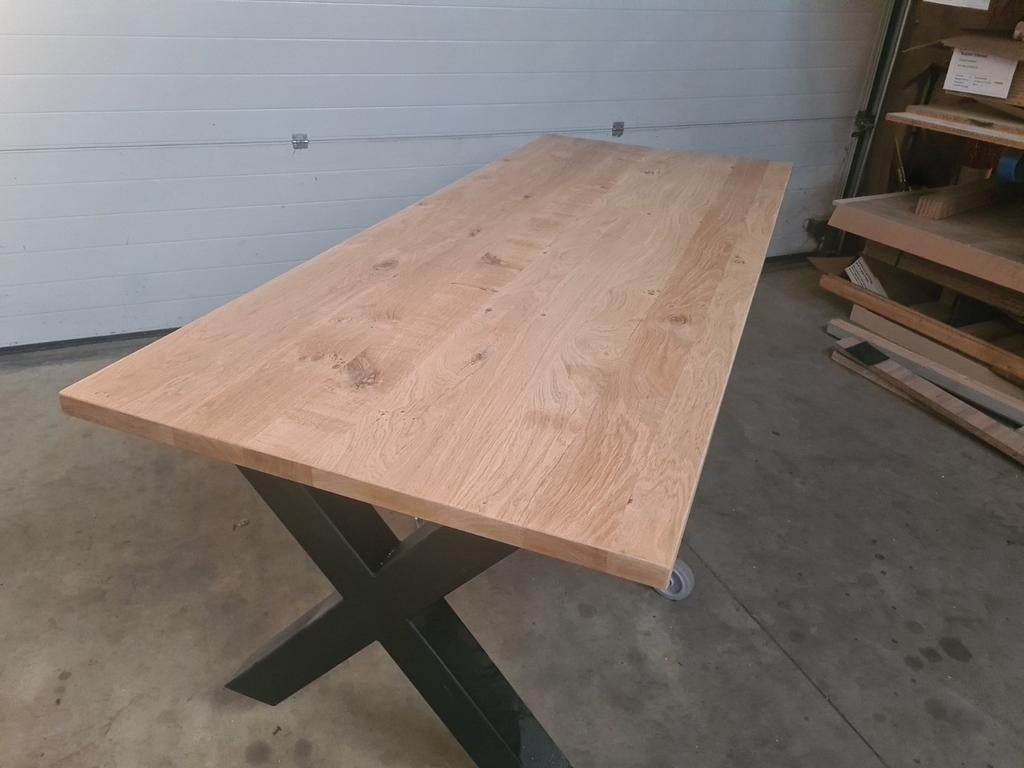 massief eiken tafel 240, Huis en Inrichting, Tafels | Eettafels, Ophalen, 100 tot 150 cm, 200 cm of meer, Vijf personen of meer
