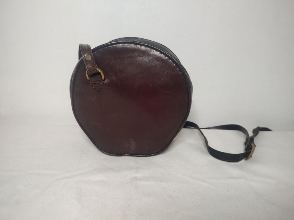 K643 BOSBOOM bruin lederen schoudertas, 2e hands, Gebruikt, Bruin, Schoudertasje